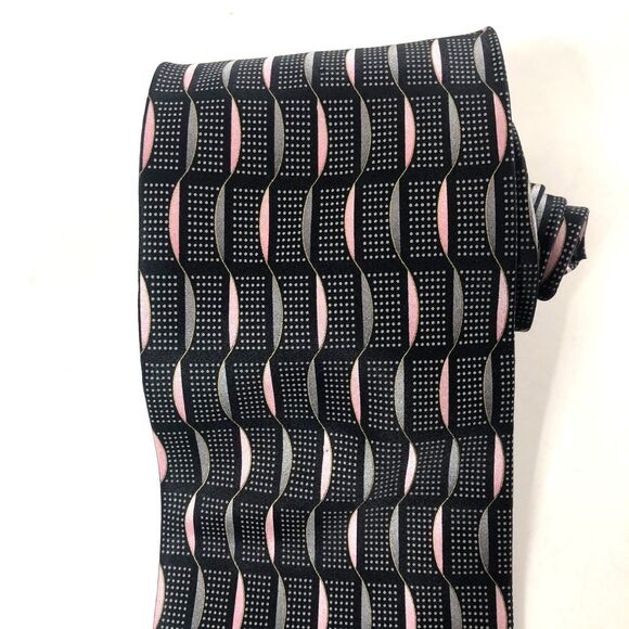 Giorgio Brutini Collezione Silk Tie Black Pink Gray Abstract Dots Design Men's - Picture 2 of 6